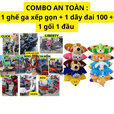 Combo An Toàn cho Bé - Ghế Ga Xếp Gọn, Dây Đai 100cm, Gối 1 Đầu - Giá 315.000₫ 2 Combo An Toàn cho Bé - Ghế Ga Xếp Gọn, Dây Đai 100cm, Gối 1 Đầu - Giá 315.000₫ 2