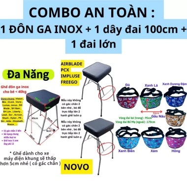 Combo An Toàn - Đôn Ga Inox + Dây Đai 100cm + Đai Lớn Hoạt Hình, Giá 250.600 VND 3 Combo An Toàn - Đôn Ga Inox + Dây Đai 100cm + Đai Lớn Hoạt Hình, Giá 250.600 VND 3