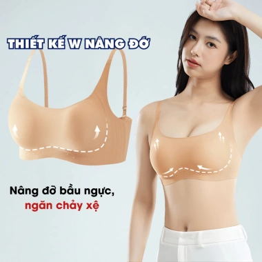 Combo Áo Ngực Nữ Su Gom Quả Tự Nhiên + Áo Lót Không Gọng Ngăn Chảy Xệ AMYBRA A03