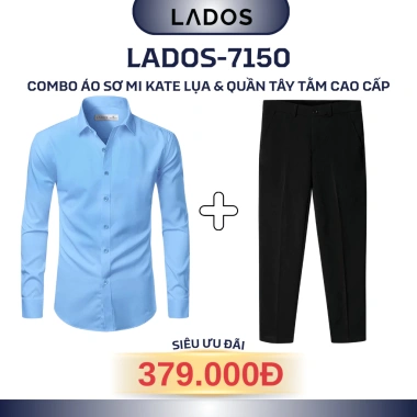 Combo áo sơ mi dài tay kate lụa + quần tây âu phục nam LADOS-7.150 - Sang trọng, lên form, chỉ 344.000₫