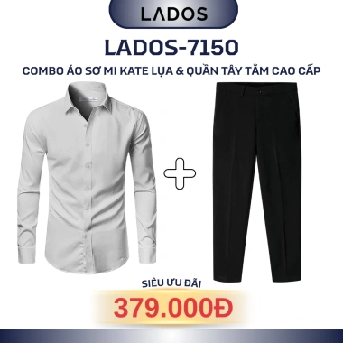 Combo áo sơ mi dài tay kate lụa + quần tây âu phục nam LADOS-7.150 - Sang trọng, lên form, chỉ 344.000₫