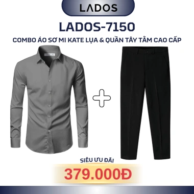 Combo áo sơ mi dài tay kate lụa + quần tây âu phục nam LADOS-7.150 - Sang trọng, lên form, chỉ 344.000₫