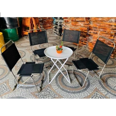 Combo Bàn Ghế Thấp Inox Gấp Gọn Ống Sắt Dày Lưng Lưới - Cafe Trà Sữa Câu Cá Giá Xưởng 338k 2