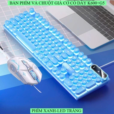 Combo Bàn Phím Chuột K600 Nút Tròn LED Xuyên Chữ + G5 Gaming RGB DPI 3.200 - 89.000₫