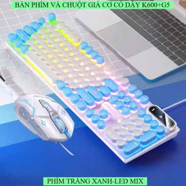 Combo Bàn Phím Chuột K600 Nút Tròn LED Xuyên Chữ + G5 Gaming RGB DPI 3.200 - 89.000₫