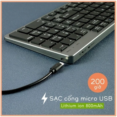 Combo Bàn Phím Chuột Không Dây K835 Bluetooth USB 2.4G Pin Sạc Chống Ồn Thiết Bị