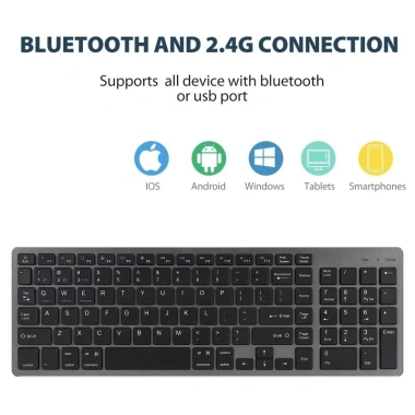 Combo Bàn Phím Chuột Không Dây K835 Bluetooth USB 2.4G Pin Sạc Chống Ồn Thiết Bị