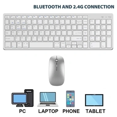 Combo Bàn Phím Chuột Không Dây K835 Bluetooth USB 2.4G Pin Sạc Chống Ồn Thiết Bị