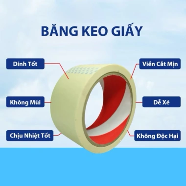 Combo Băng keo giấy nhăn 1,2-2,5-5cm - Giá 22.000đ - Dán chắc, không rách, văn phòng 2 Combo Băng keo giấy nhăn 1,2-2,5-5cm - Giá 22.000đ - Dán chắc, không rách, văn phòng 2