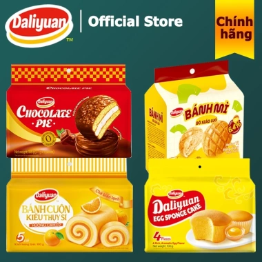 Combo bánh ngọt 4 vị: Socola Pie, Bánh cuộn Thụy Sĩ, Bánh dứa, Bánh bông lan trứng – Giá chỉ 34.418₫