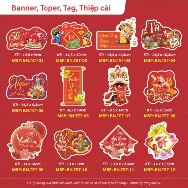 Combo Banner thiệp Tết, Toper, Tag, thiệp quà tặng - Chúc Mừng Năm Mới 30.000đ 3