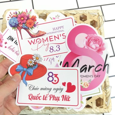 Combo Banner Toper Tag & Thiệp cài quà tặng 8/3 Chúc mừng Ngày Quốc tế Phụ nữ, Giá 30.000₫ 4