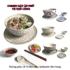 Combo Bát Tô Sứ Ăn Phở Vẽ Tay Thủ Công 17cm + Dĩa 18cm + Chén Sốt 8cm + Đĩa Chanh Ớt 9cm – Giá ưu đãi 190k