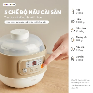 Combo BEAR A08T8 0.8L + B03V8 8 Lưỡi Nâng Cấp - Nấu Chậm, Xay Ăn Dặm Cho Bé