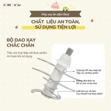 Combo BEAR A08T8 0.8L + B03V8 8 Lưỡi Nâng Cấp - Nấu Chậm, Xay Ăn Dặm Cho Bé