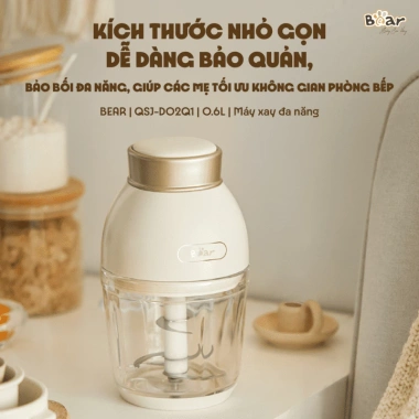 Combo Bear Nồi nấu chậm 0.8L + Chưng yến + Máy xay ăn dặm 0.6L D02Q1 – BH 18 tháng, 1.074.000₫