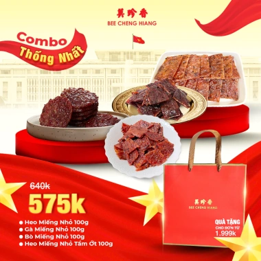 Combo Bee Cheng Hiang Bakkwa Singapore 4 Hương Vị: Heo, Gà, Bò, Heo Tẩm Ớt - Giá Ưu Đãi 608.000₫