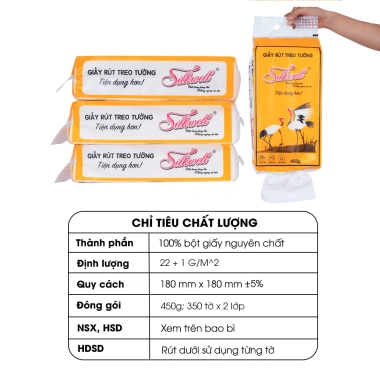 Combo bịch khăn giấy Silkwell rút đáy 450g 2 lớp siêu dai bột gỗ nguyên chất không tẩy trắng giá 89.000 2