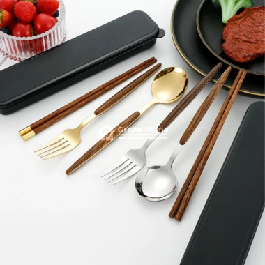 Combo Bộ Ăn Tiện Lợi Cao Cấp: Thìa, Đũa, Hộp Đựng - Dùng Văn Phòng, Giá Ưu Đãi 35k