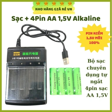 Combo Bộ Sạc 4 Pin AA/AAA Alkaline 1.5V - Dùng cho Đèn Flash, Chuột - Giá 69.000₫ Itechcare 3