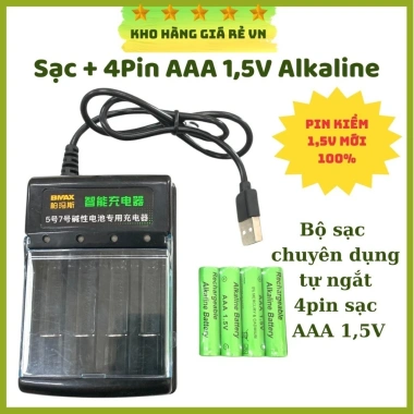 Combo Bộ Sạc 4 Pin AA/AAA Alkaline 1.5V - Dùng cho Đèn Flash, Chuột - Giá 69.000₫ Itechcare 4