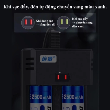 Combo Bộ sạc K65 + Pin 18.650 3.7V 2.500/3.000mAh - Dùng cho đèn, xe điện, Giá 89.000đ