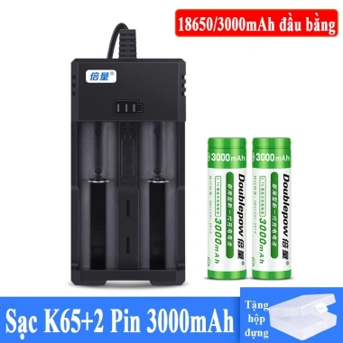 Combo Bộ sạc K65 + Pin 18.650 3.7V 2.500/3.000mAh - Dùng cho đèn, xe điện, Giá 89.000đ 10 Combo Bộ sạc K65 + Pin 18.650 3.7V 2.500/3.000mAh - Dùng cho đèn, xe điện, Giá 89.000đ 10