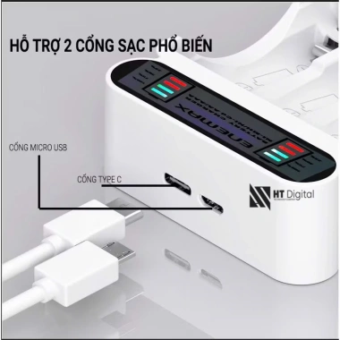 Combo Bộ Sạc nhanh ENEMAX tự ngắt an toàn, 4 PIN AA 4.600mAh, 4 PIN 2.600mAh - Dung lượng cao, sạc hơn 3.500 lần 8 Combo Bộ Sạc nhanh ENEMAX tự ngắt an toàn, 4 PIN AA 4.600mAh, 4 PIN 2.600mAh - Dung lượng cao, sạc hơn 3.500 lần 8