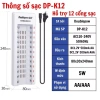 Combo Bộ Sạc Pin AA/AAA K12 12 Khe - Sạc Nhanh Tự Ngắt Dùng Karaoke Doublepow 2