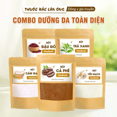 Combo bột siêu trắng da - bột đậu đỏ, trà xanh, yến mạch, cám gạo, cafe - 30.000đ