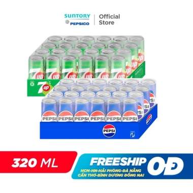 Combo Bung Xõa Cực Đã 24 Lon Pepsi + 24 Lon 7Up 320ml/350ml - Sale 25.2 Giảm 102.5k Giá Chỉ 466.000đ 2