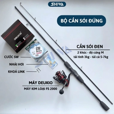 Combo Cần Câu Lure Sói Đen Máy Ngang và Đứng - Bộ Lure Cá Lóc Giá Rẻ 100k - SHIWA