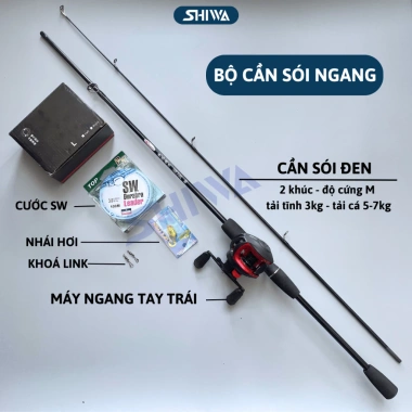 Combo Cần Câu Lure Sói Đen Máy Ngang và Đứng - Bộ Lure Cá Lóc Giá Rẻ 100k - SHIWA