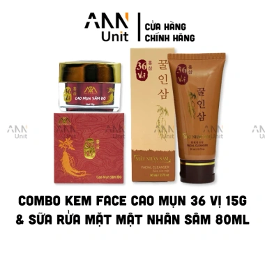 Combo Cao Kem Mụn Sâm Đỏ 36 Vị 15g + Sữa Rửa Mặt Đông Y Mật Nhân Sâm 80ml – Giá ưu đãi 199.000