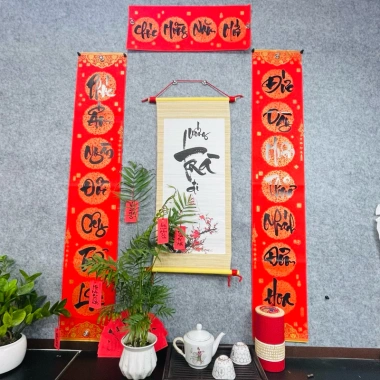 Combo Câu Đối Đỏ Viết Tay - Dán Trang Trí + Nẹp Treo, Giảm Giá Đặc Biệt 199k
