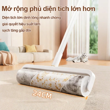 Combo Cây Lăn Bụi + Lõi Lăn Cán Dài Ngắn Siêu Dính Quần Áo Chăn Ga Lông Chó Mèo 39k