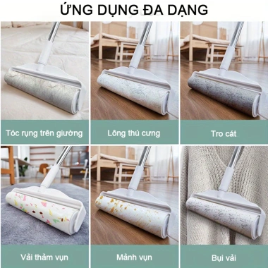 Combo Cây Lăn Bụi + Lõi Lăn Cán Dài Ngắn Siêu Dính Quần Áo Chăn Ga Lông Chó Mèo 39k