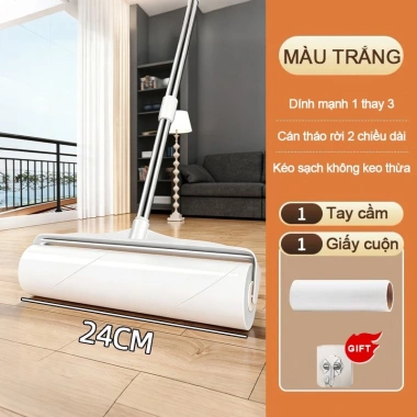 Combo Cây Lăn Bụi + Lõi Lăn Cán Dài Ngắn Siêu Dính Quần Áo Chăn Ga Lông Chó Mèo 39k
