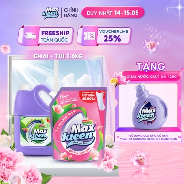 Combo Chai Lau Sàn MaxKleen Ban Mai 3.6kg + Túi Lau Sàn Ngọt Ngào 3.6kg - 155.000 VND
