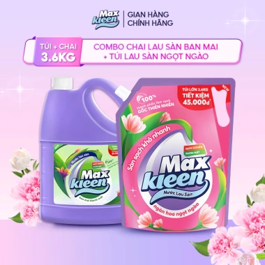 Combo Chai Lau Sàn MaxKleen Ban Mai 3.6kg + Túi Lau Sàn Ngọt Ngào 3.6kg - 155.000 VND