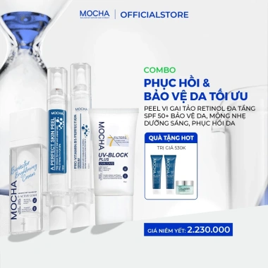 Combo Chăm Da Mocha Cải Thiện Mụn Nám Trắng Da 1 Peel + 1 Kem Dưỡng + 1 Kem Chống Nắng 1.310.000₫