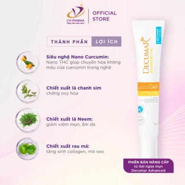 Combo chấm mụn nghệ vàng Curcumin + nghệ trắng Nano THC Decumar - Mờ sẹo thâm, 255k