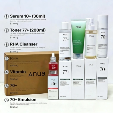 Combo chăm sóc da Anua 5 sản phẩm Serum 10+ Toner 77+ Cleanser Vitamin Emulsion 70+ - 1,28tr 4 Combo chăm sóc da Anua 5 sản phẩm Serum 10+ Toner 77+ Cleanser Vitamin Emulsion 70+ - 1,28tr 4