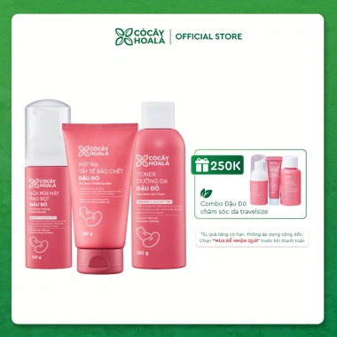 Combo chăm sóc da đậu đỏ cỏ cây 150g: làm sạch sâu, dưỡng ẩm, dưỡng sáng, tặng mini size