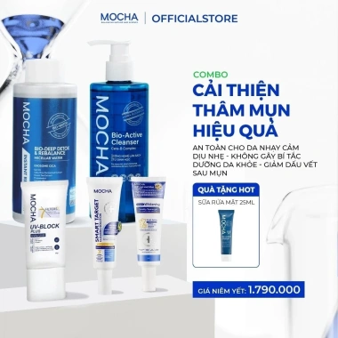 Combo Chăm Sóc Da Mụn Mocha Hạn Chế Tái Phát, Tặng Sữa Rửa Mặt 25gr - Chỉ 1,288,000₫