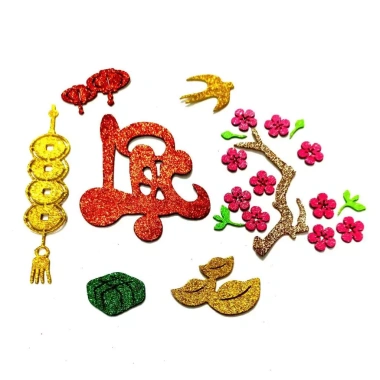 Combo chữ Phúc Thọ Lộc Phát Tài – Dán dưa, dừa, bưởi, quạt, mẹt | Set Trang Trí Tết Nguyên Đán 2.024 giảm giá 19.710₫