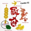 Combo chữ thư pháp phát tài, chữ xốp nhũ kim tuyến Tết có keo dán - 32.000₫