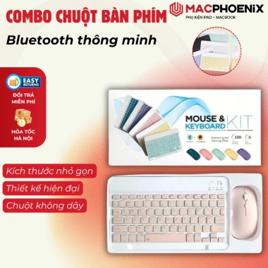 Combo Chuột Bàn Phím Bluetooth Không Dây iPad Laptop - Mỏng, Kết Nối Ổn Định, Tặng Lót