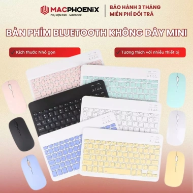 Combo Chuột Bàn Phím Bluetooth Không Dây iPad Laptop - Mỏng, Kết Nối Ổn Định, Tặng Lót