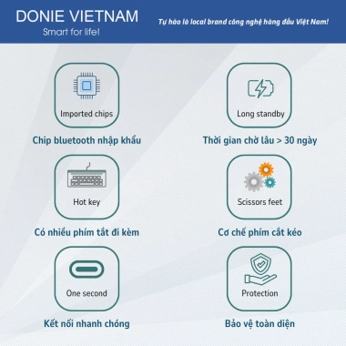 Combo Chuột Bluetooth + Bàn Phím Donie M02 - Cho Laptop, iPad, Giá 79.000đ 5